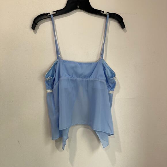 Finesse Norma Baby Blue Chiffon Cami Top Lace Trim Y2K Fairycore Size L - Picture 3 of 10